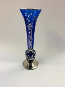 Venetian glass vase with silver overlay