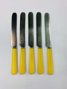 Set of 5 bone handle dinner knives