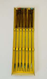 Set of 6 retro fondue forks