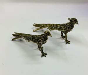 Pair of vintage metal peacocks