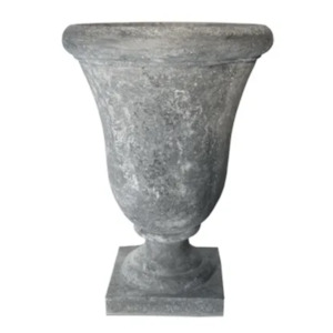 Small Bell Shape Urn with Base Lava Raw Grey