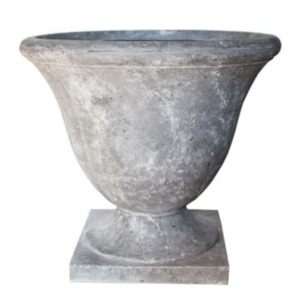 In Only And Special Order: Footed Urn with Square Base Lava Raw Grey