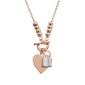 Jewellery Necklaces: Rose Gold Heart Necklace and Lock