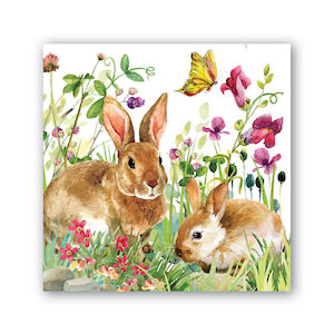 Napkins: Michel Design Works Bunny Meadow Cocktail Napkins