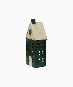 An Anything But Ordinary Christmas: Christmas Tea Light House Green with Wreath Large