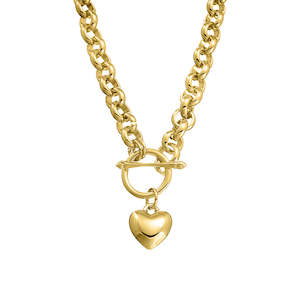 Jewellery Necklaces: Gold Link Heart Necklace