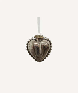 Infant Clothing: Ornate Glass Heart Silver