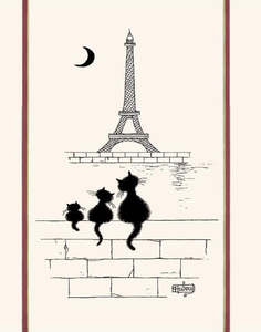Provence Cat Eiffel Tower Tea Towel