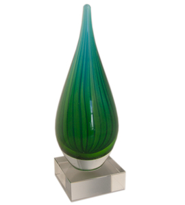 Art Glass Awards • & Engraving: Emerald Teardrop Award