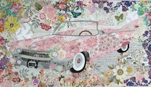 Pink Cadillac Collage Pattern by Laura Heine