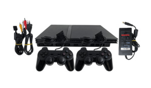 PlayStation 2 - Consoles: PS2 Slim COMPLETE SET + 2 CONTROLLERS