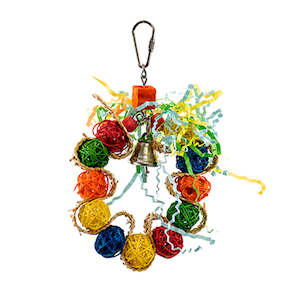 Budgies Finches Canaries: Braided Wreath with Vine Balls 12cm | Budgie Activity Toy