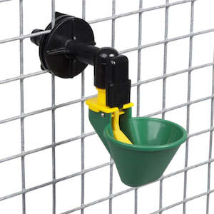 Poultry Drinkers Waterers: Mini Cup Drinker c/w Elbow + Wingnut
