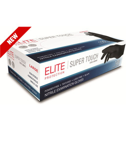 Products: ELITE 100pk Black (Lge) Nitrile longcuff disposable Gloves