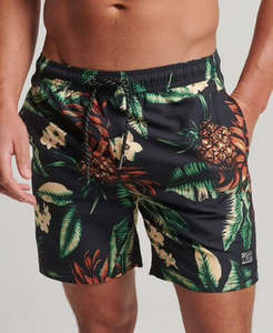 Hawaiian Swim Short Black Pinapples