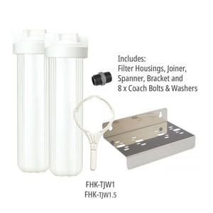 Big Jumbo Housings: Filter Housing Kit Twin "Jumbo" 1.5" FPTw/PR with Spanner & Bracket