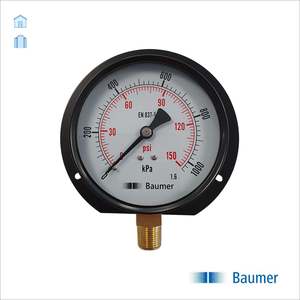 Pressure Gauges: Baumer 100mm Black steel pressure gauge