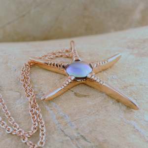 Pearl Starfish  Necklace - 9ct Rose Gold