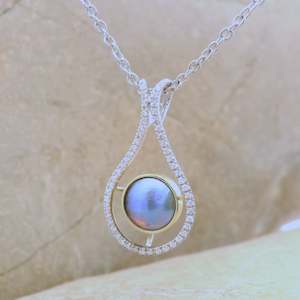 Pendants: 2. Pearl Diamond Fish Eye Necklace 18CT - February Lavender Pearl