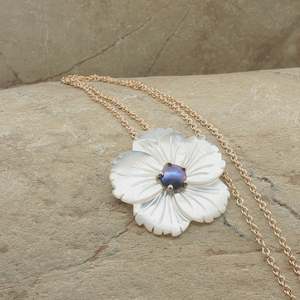Pearl Petite White Daffodil Necklace