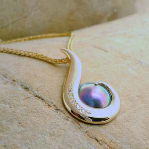 Products: Pearl & Diamond Hook Necklace - Large