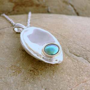 May Fern: Birth Pearl Paua Shell Necklace - Small - May
