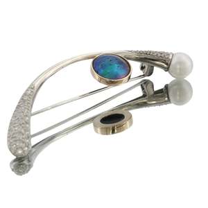 Brooches: Two-Tone Paua Pearl WishBone Brooch