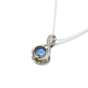 Anniversary: Two-Tone Paua Pearl Elegant Bow Necklace