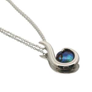 Gifts For Him: Sterling Silver Paua Pearl Small Hook Necklace