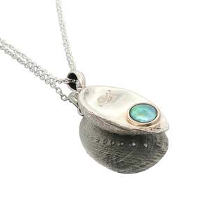 Regular Priced: April Birth Pearl - Sterling Silver Paua Shell Necklace