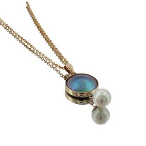 9ct Yellow Gold Paua Pearl Water Drop Necklace