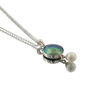 Pendants: Sterling Silver Paua Pearl Water Drop Necklace