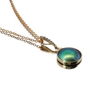 18ct Yellow Gold Paua Pearl Omega Necklace