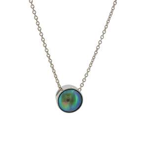 Regular Priced: October Birth Pearl - Sterling Silver Paua Pearl Sunrise Necklace