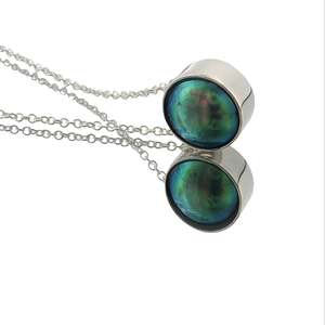 October Birth Pearl - Sterling Silver Paua Pearl Sunrise Necklace