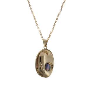 July Birth Pearl - 9ct Yellow Gold Paua Pearl Paua Shell Necklace