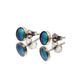 Regular Priced: May Birth Pearl - 18ct White Gold Paua Pearl Stud Earrings
