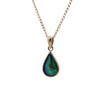 Minimalist And Simple: 9ct Yellow Gold Paua Pearl Teardrop Necklace