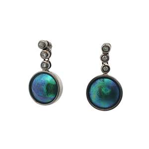 March Birth Pearl - 18ct White Gold Paua Pearl Orion Earrings