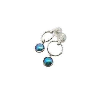 March Aqua: March Birth Pearl - Sterling Silver Paua Pearl Bubble Earrings