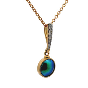 May Birth Pearl - 18ct Yellow Gold Paua Pearl Omega Necklace