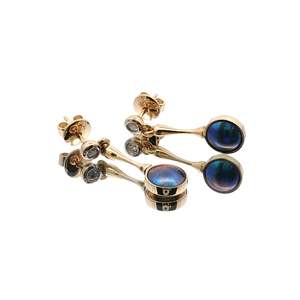 July Birth Pearl - 18ct Yellow Gold Paua Pearl Drama Earrings