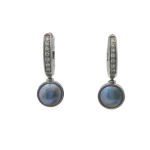 July Birth Pearl - 18ct White Gold Paua Pearl Santoriua Earrings