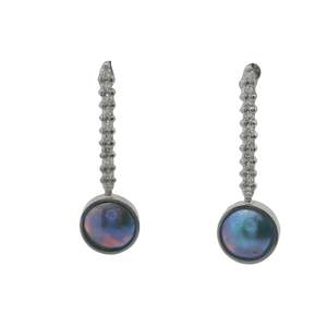 July Birth Pearl - 18ct White Gold Paua Pearl Abyss Earrings