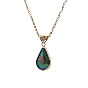 August Birth Pearl - 9ct Yellow Gold Paua Pearl Marcella Teardrop Necklace