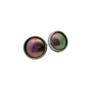 August Birth Pearl - Sterling Silver Paua Pearl Stud Earrings