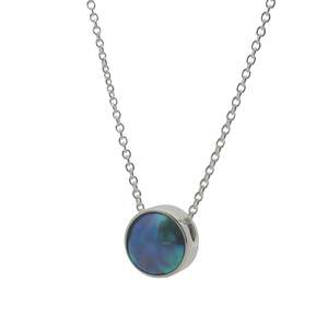 September Pacific: September Birth Pearl - Sterling Silver Paua Pearl Sunrise Necklace