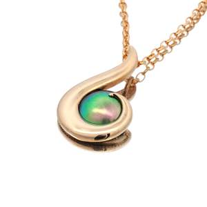 October Rainbow: October Birth Pearl - 9ct Yellow Gold Paua Pearl Large Gold Hook Necklace