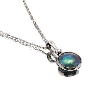 18ct White Gold Paua Pearl Azure Sun Necklace