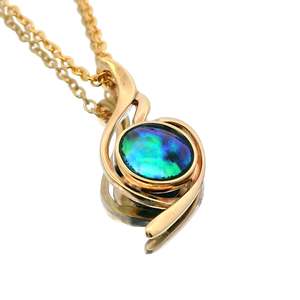 9ct Yellow Gold Paua Pearl Twist Necklace